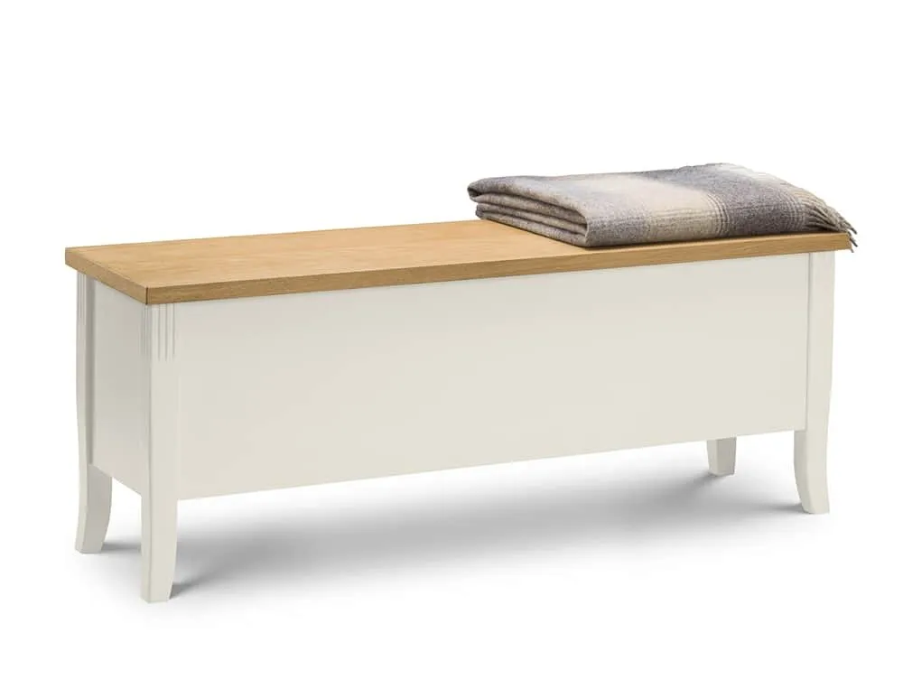 Julian Bowen Julian Bowen Davenport Ivory and Oak Ottoman Storage Bench