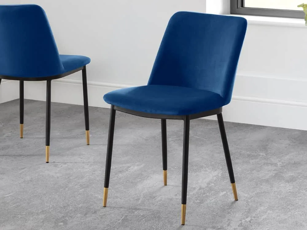 Julian Bowen Julian Bowen Delaunay Set of 2 Blue Velvet Dining Chairs