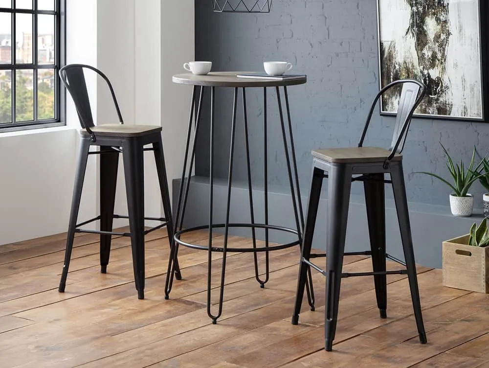 Julian Bowen Julian Bowen Grafton Mocha Elm and Black Highback Bar Stool