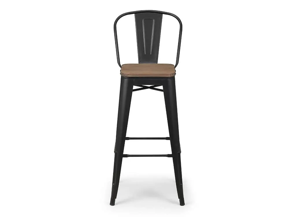 Julian Bowen Julian Bowen Grafton Mocha Elm and Black Highback Bar Stool