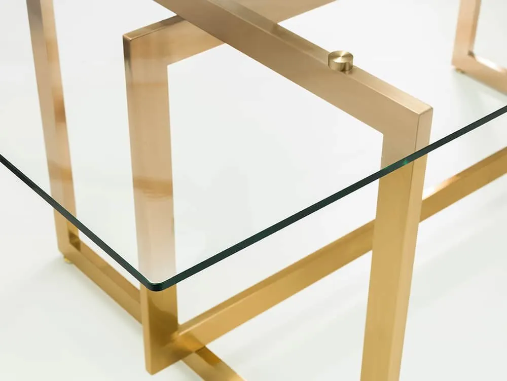 Julian Bowen Julian Bowen Minori 200cm Glass and Gold Dining Table