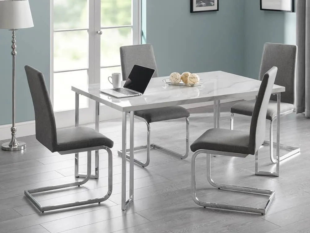 Julian Bowen Julian Bowen Roma Set of 2 Grey Fabric and Chrome Dining Chair