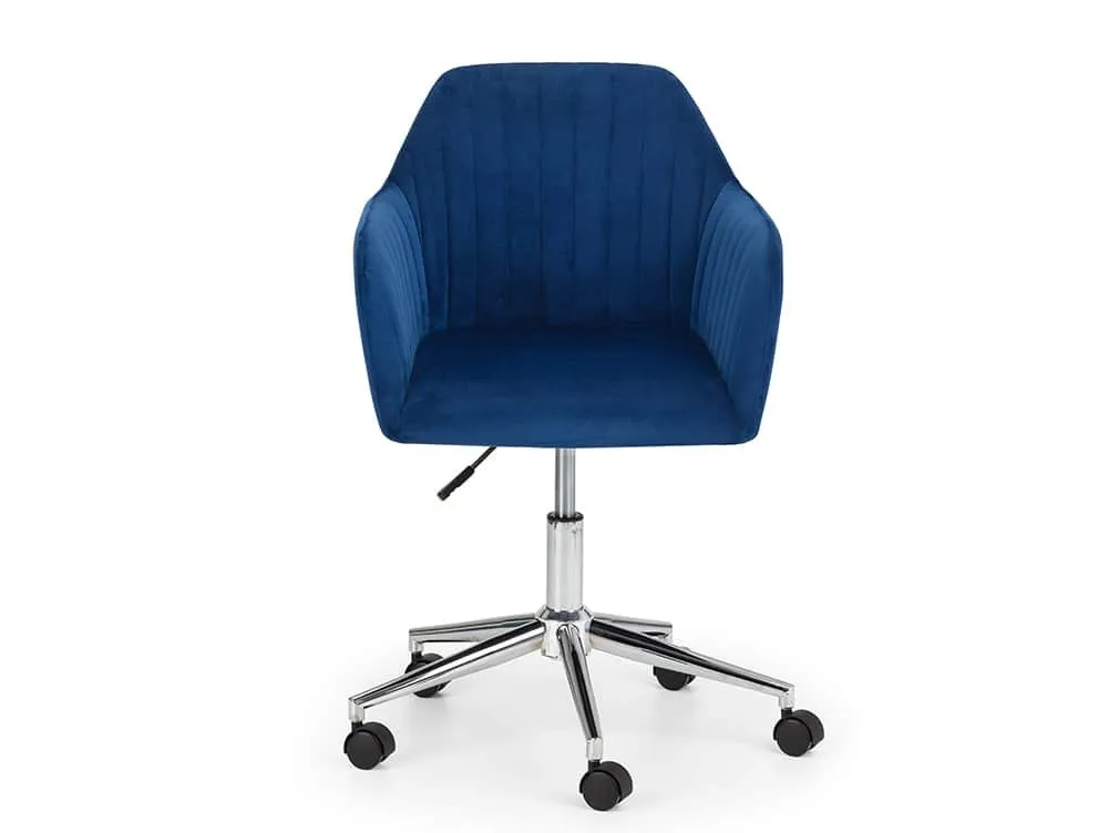 Julian Bowen Julian Bowen Kahlo Blue Velvet and Chrome Office Chair