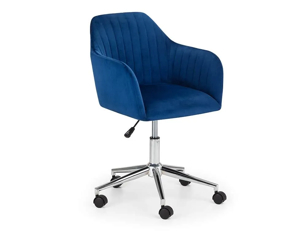 Julian Bowen Julian Bowen Kahlo Blue Velvet and Chrome Office Chair