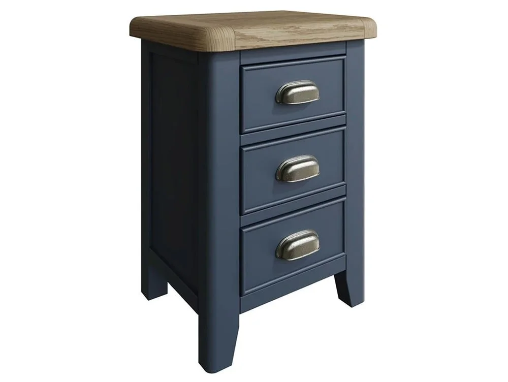 ASC ASC Hudson Oak and Blue 3 Drawer Bedside Table