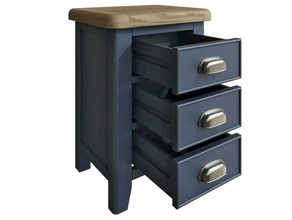 ASC ASC Hudson Oak and Blue 3 Drawer Bedside Table