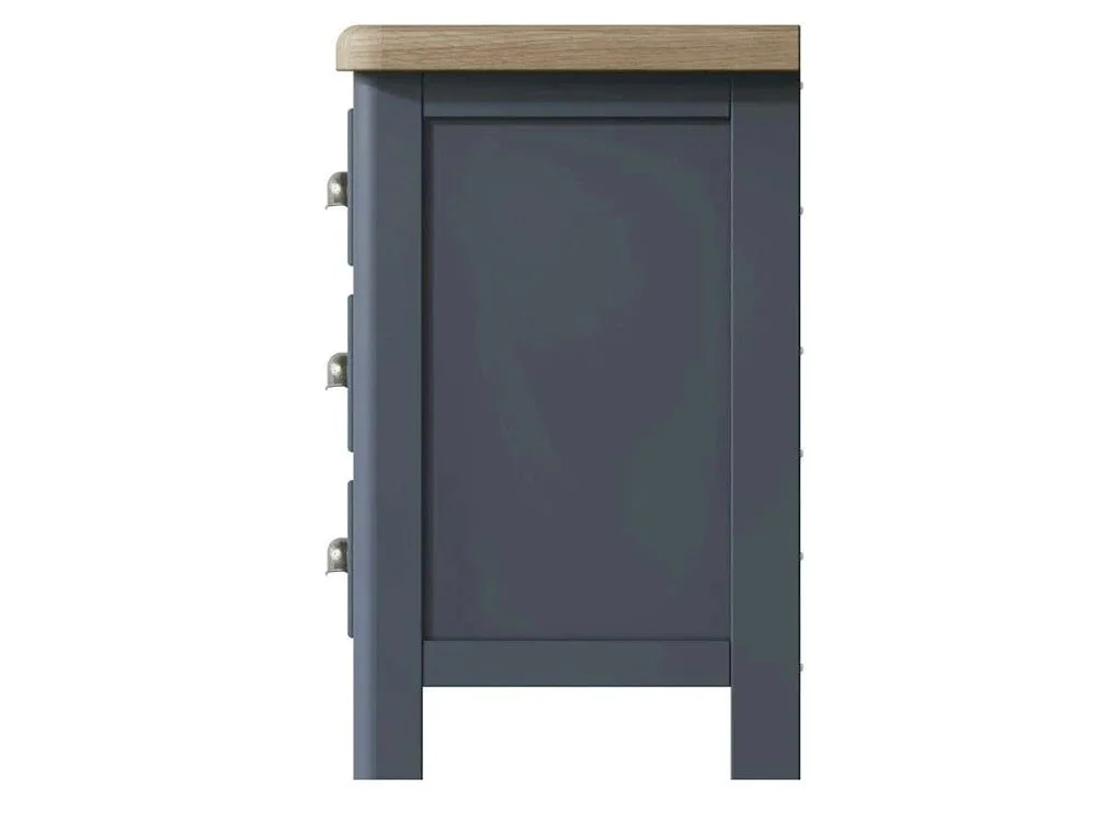 ASC ASC Hudson Oak and Blue 3 Drawer Large Bedside Table