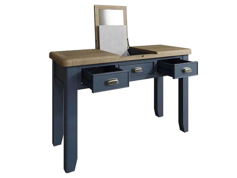 ASC ASC Hudson Oak and Blue 3 Drawer Dressing Table