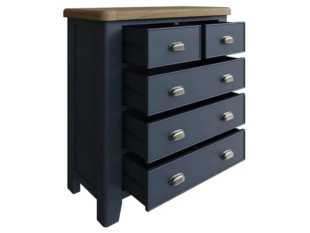 ASC ASC Hudson Oak and Blue 3+2 Drawer Chest of Drawers