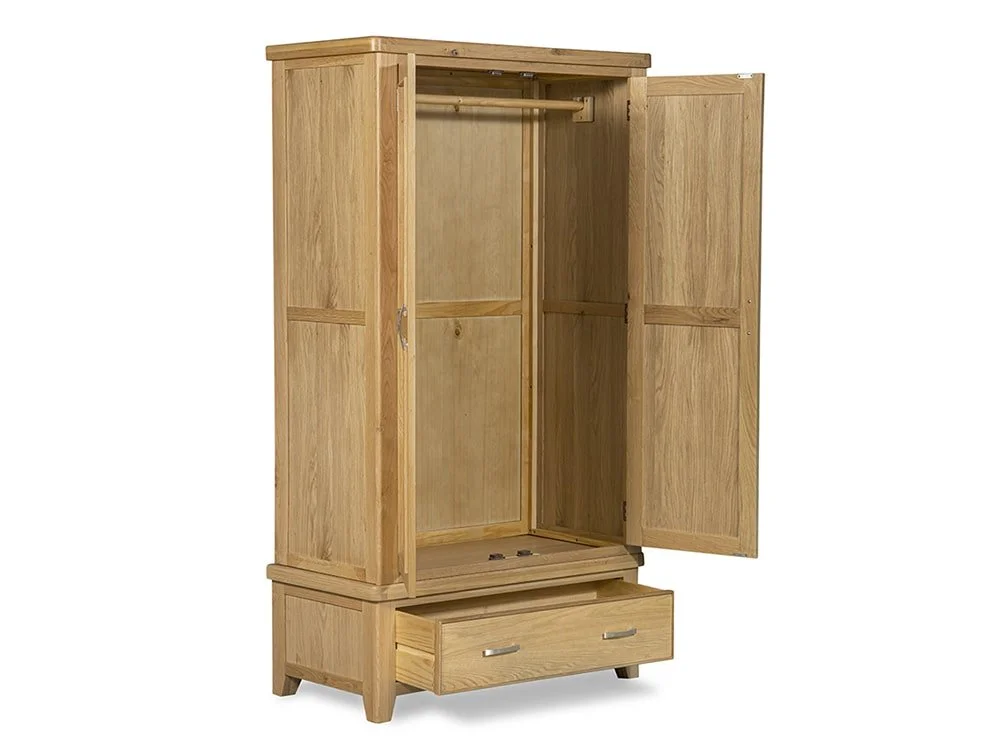 ASC ASC Selkirk 2 Door 1 Drawer Oak Wooden Double Wardrobe (Part Assembled)