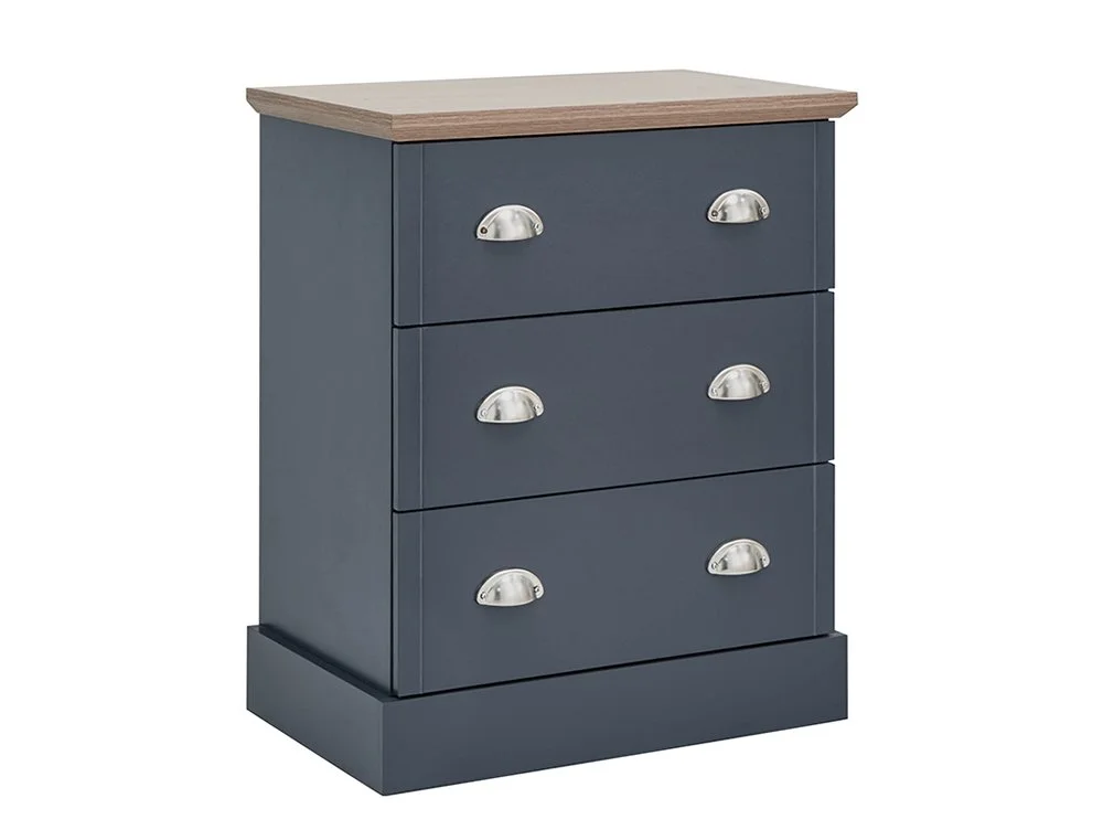 GFW GFW Kendal Slate Blue and Oak 3 Drawer Chest of Drawers