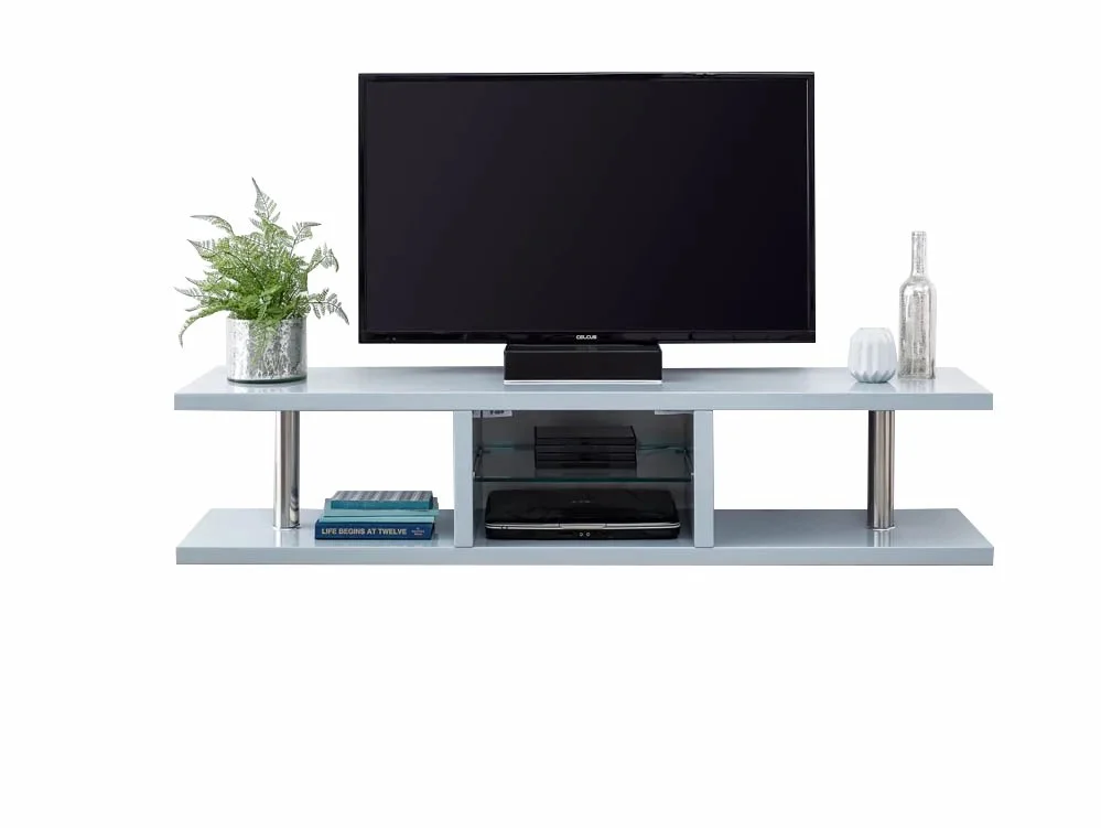 GFW GFW Polar Grey High Gloss Wall Mounted TV Cabinet with LED Lighting