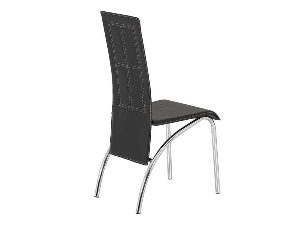 Seconique Seconique A3 Set of 2 Black Leather and Chrome Dining Chairs