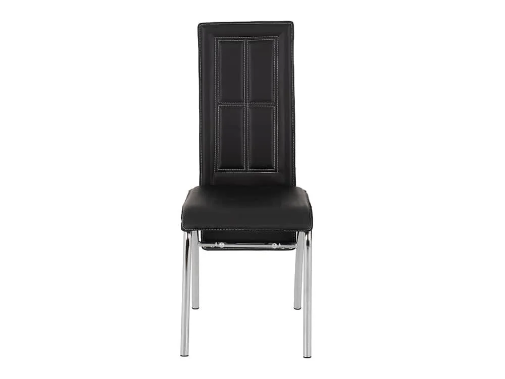 Seconique Seconique A3 Set of 2 Black Leather and Chrome Dining Chairs