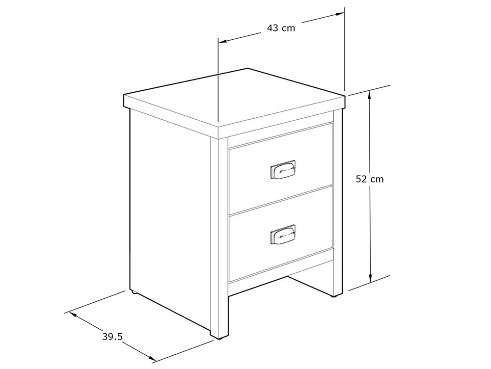 GFW GFW Boston Grey Wood Effect Pair of 2 Drawer Bedside Tables