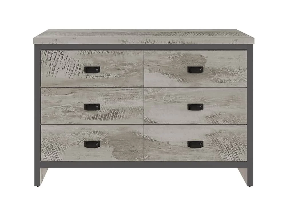 GFW GFW Boston Grey Wood Effect 3+3 Drawer Chest of Drawers