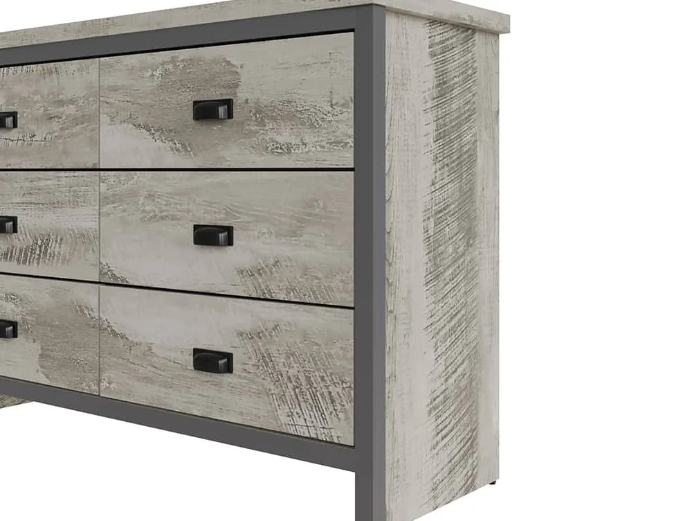 GFW GFW Boston Grey Wood Effect 3+3 Drawer Chest of Drawers