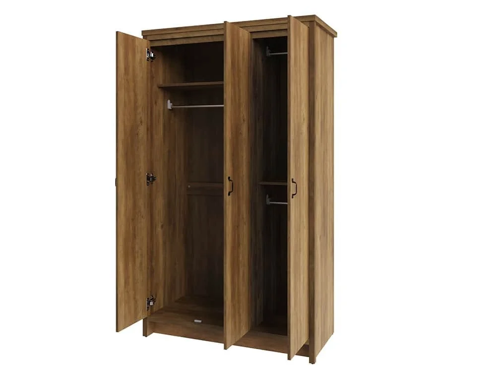 GFW GFW Boston Knotty Oak Effect 3 Door Triple Wardrobe