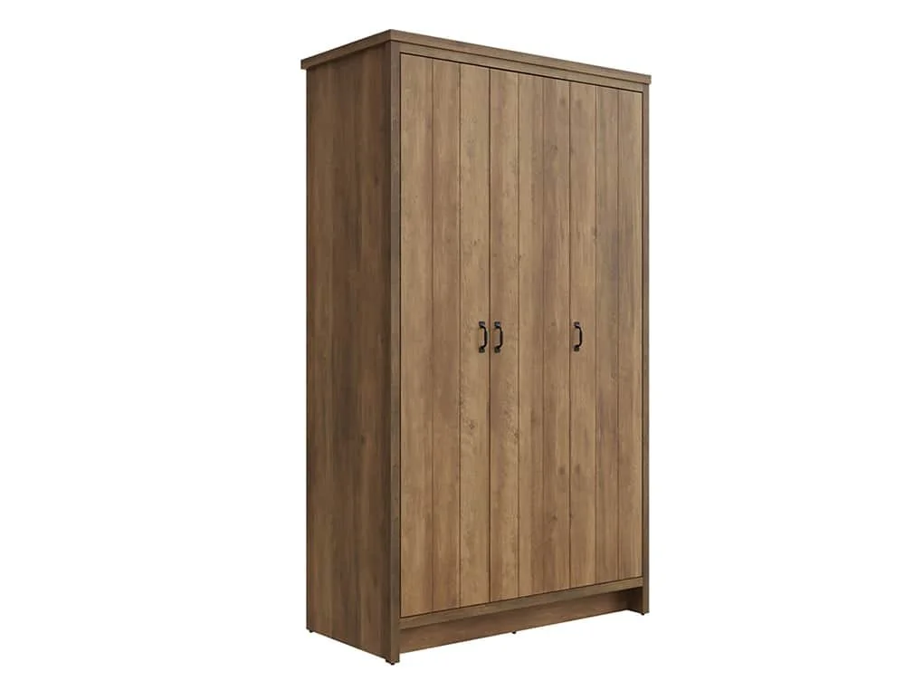 GFW GFW Boston Knotty Oak Effect 3 Door Triple Wardrobe