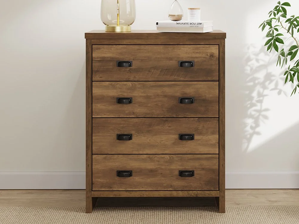 GFW GFW Boston Knotty Oak Effect 4 Drawer Chest of Drawers