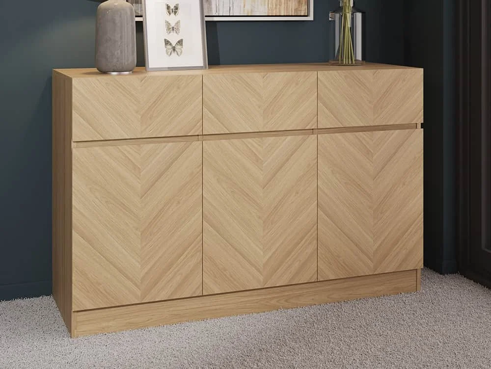 GFW GFW Catania Euro Oak 3 Door 3 Drawer Sideboard