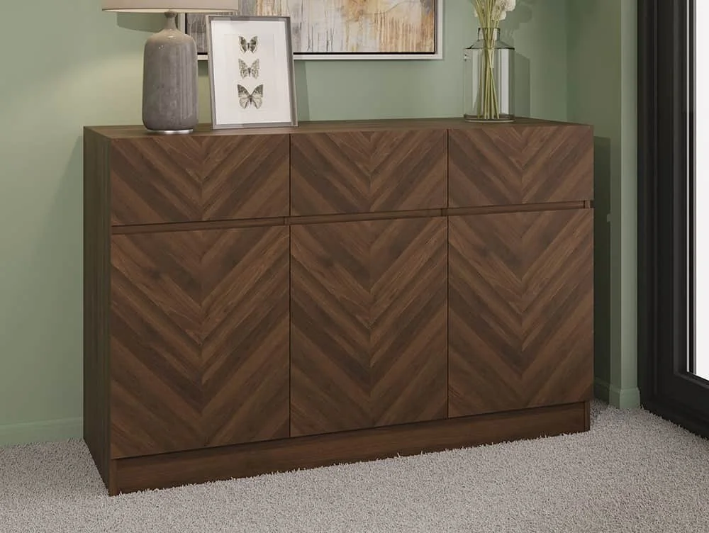 GFW GFW Catania Royal Walnut 3 Door 3 Drawer Sideboard