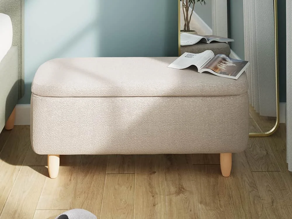 GFW GFW Florence Stone Boucle Fabric Ottoman Storage Bench