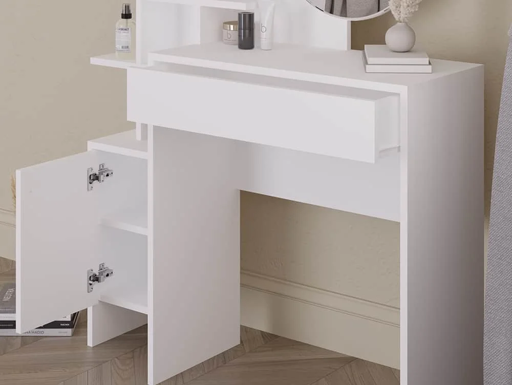 GFW GFW Freyja White 1 Drawer Dressing Table with Mirror