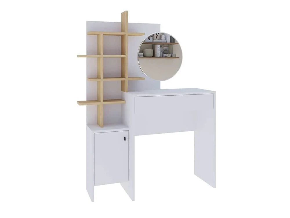 GFW GFW Freyja White and Oak 1 Drawer Dressing Table with Mirror