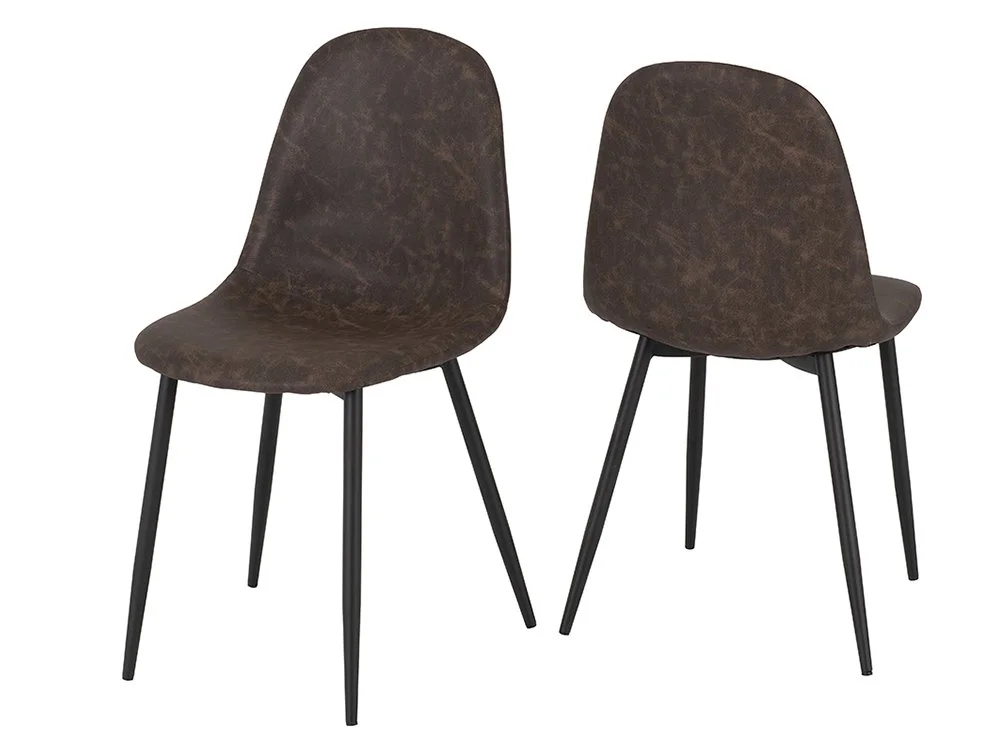 Seconique Seconique Athens Set of 2 Brown Faux Leather Dining Chairs