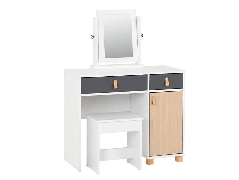 Seconique Seconique Brooklyn Grey and Oak 1 Door 2 Drawer Dressing Table Set