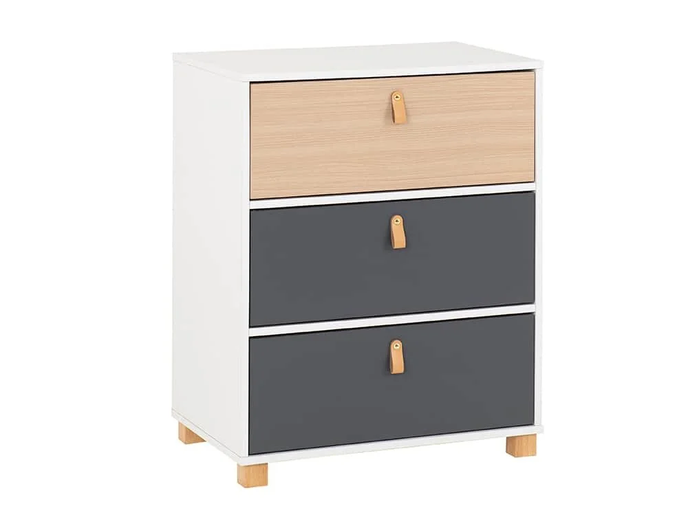 Seconique Seconique Brooklyn Grey and Oak 3 Drawer Chest of Drawers