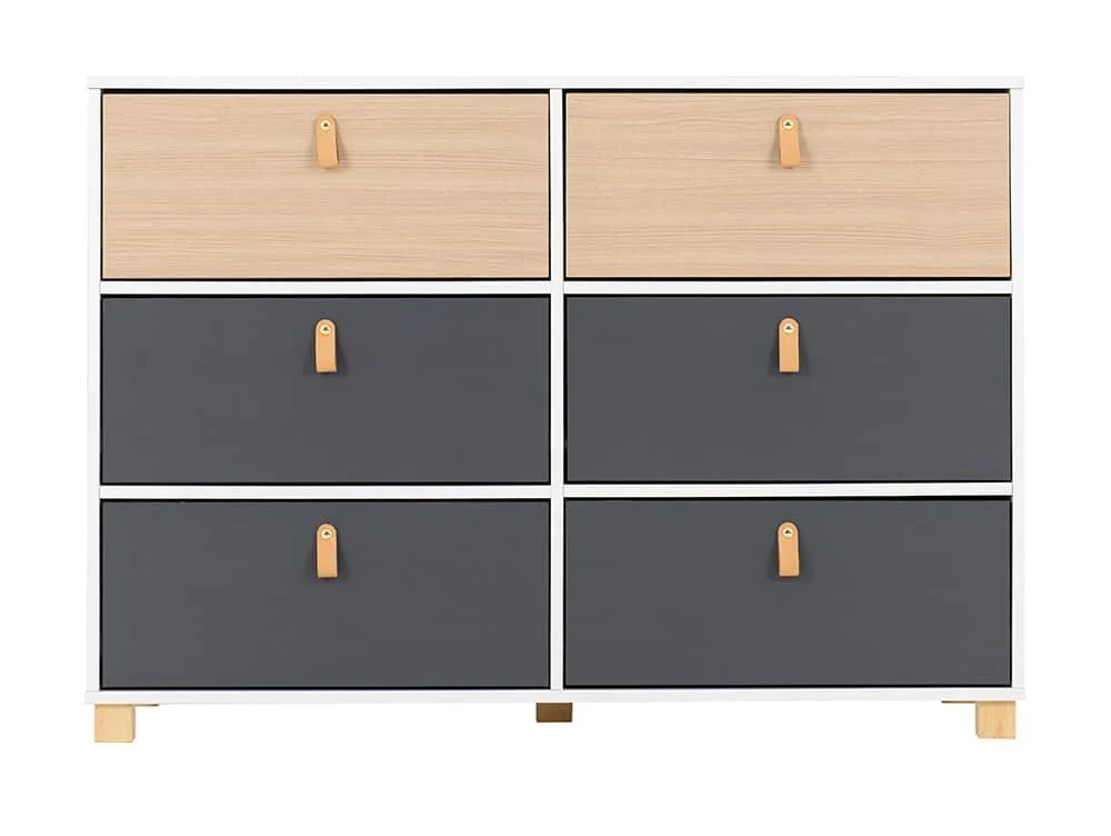 Seconique Seconique Brooklyn Grey and Oak 3+3 Drawer Chest of Drawers