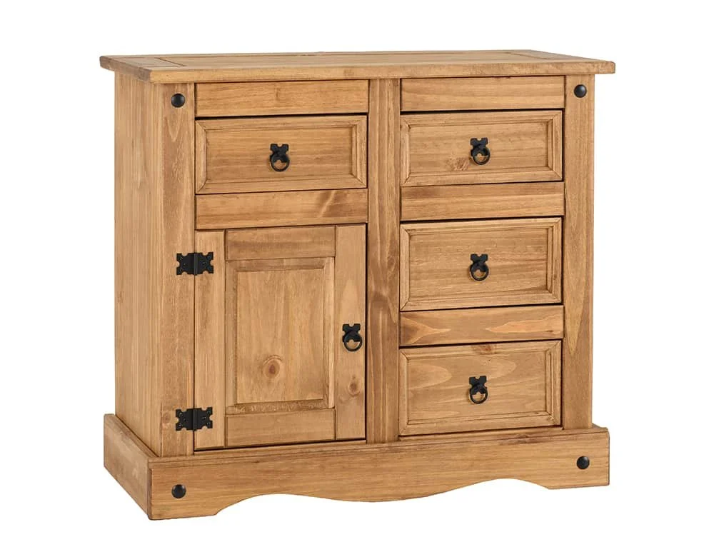 Seconique Seconique Corona Pine 1 Door 4 Drawer Compact Sideboard