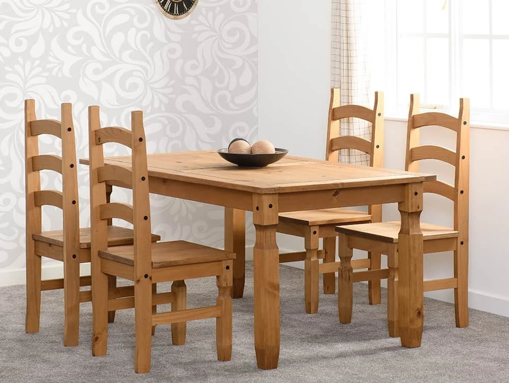 Seconique Seconique Corona Pine 152cm Dining Table and 4 Chair Set