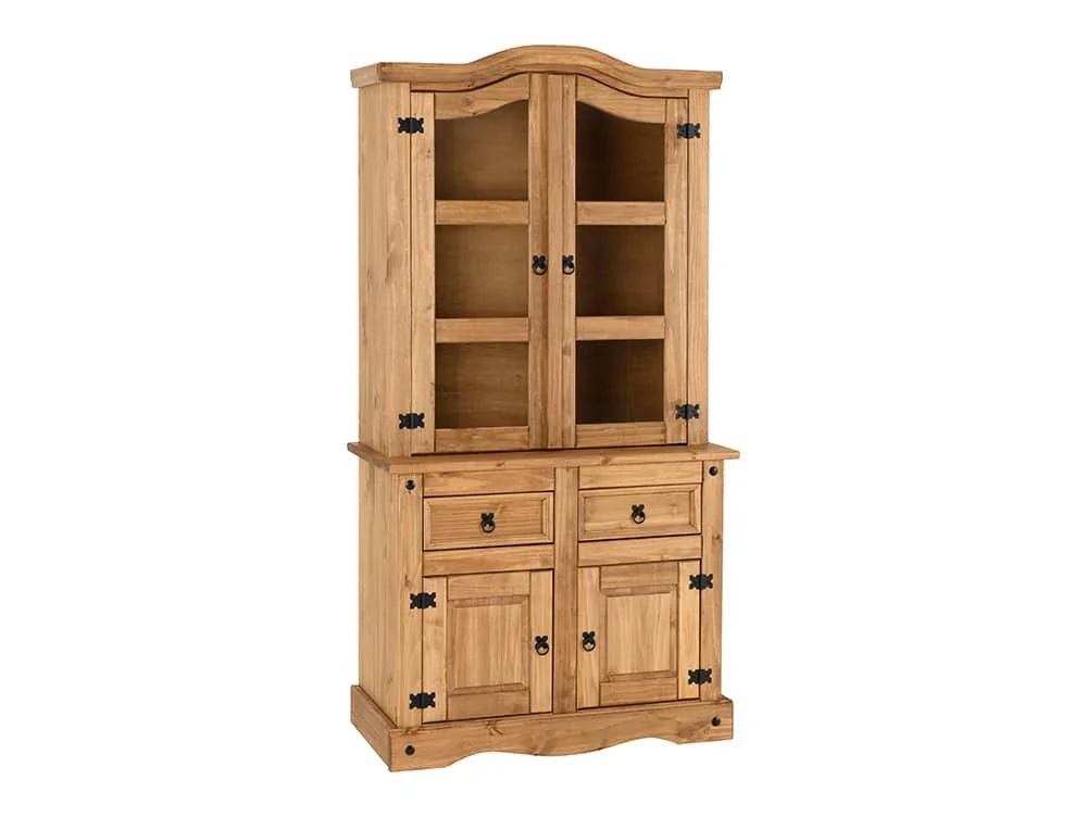 Seconique Seconique Corona Pine and Glass 4 Door 2 Drawer Buffet Hutch