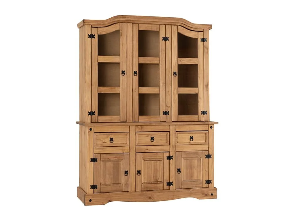 Seconique Seconique Corona Pine and Glass 6 Door 3 Drawer Buffet Hutch