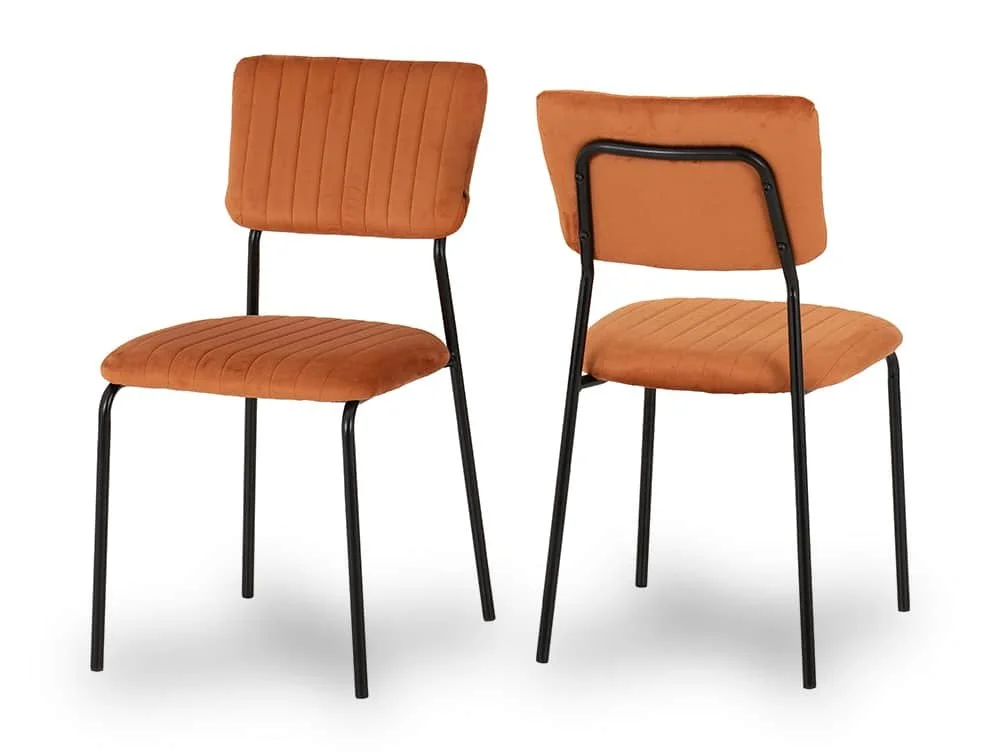 Seconique Seconique Sheldon Set of 4 Burnt Orange Velvet Dining Chairs