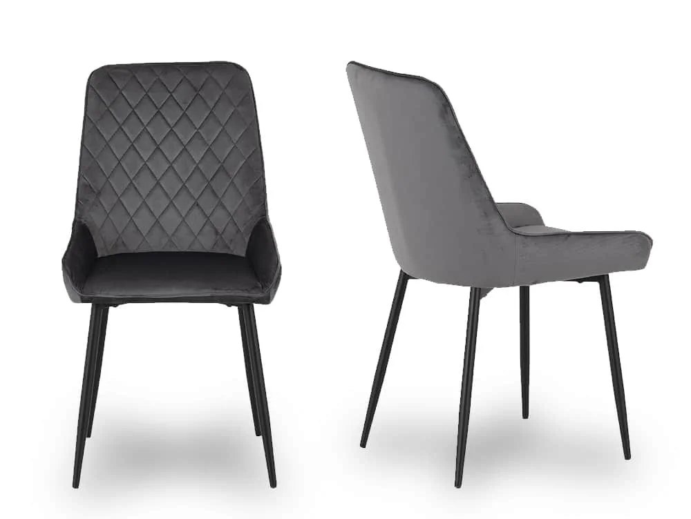 Seconique Seconique Avery Set of 2 Grey Velvet Dining Chairs