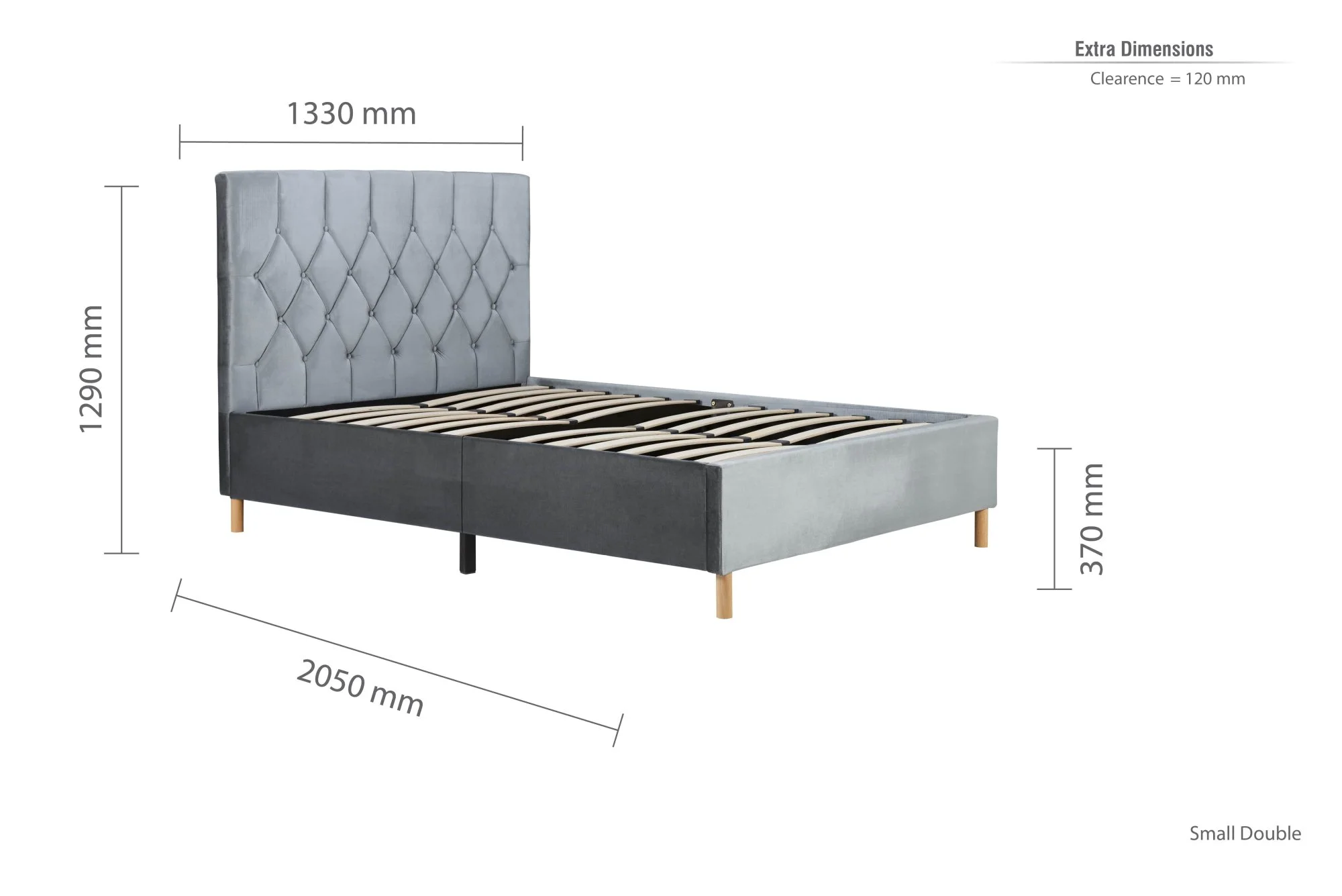 Birlea Furniture & Beds Birlea Loxley 4ft Small Double Grey Fabric Bed Frame