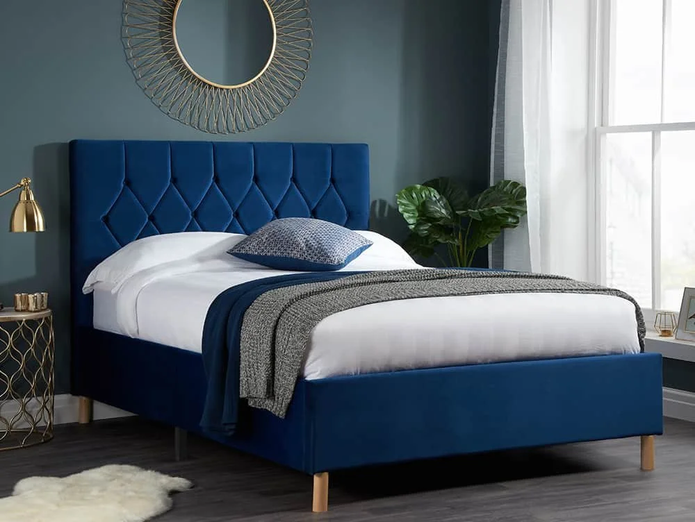 Birlea Furniture & Beds Birlea Loxley 5ft King Size Midnight Blue Fabric Bed Frame