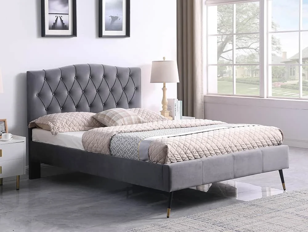 Seconique Seconique Freya 4ft6 Grey Velvet Fabric Bed Frame