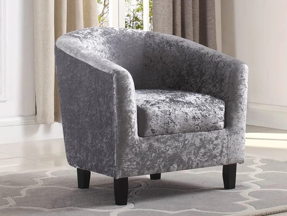 Seconique Seconique Hammond Silver Crushed Velvet Fabric Tub Chair