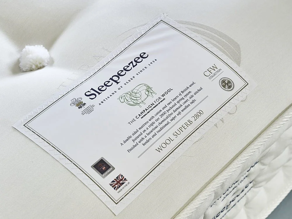 Sleepeezee Sleepeezee Wool Superb Natural Pocket 2800 5ft King Size Mattress