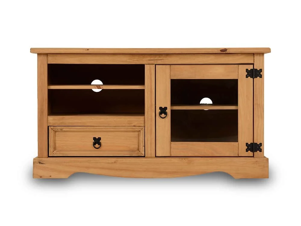 Seconique Seconique Corona Pine and Glass 1 Door 1 Drawer TV Cabinet