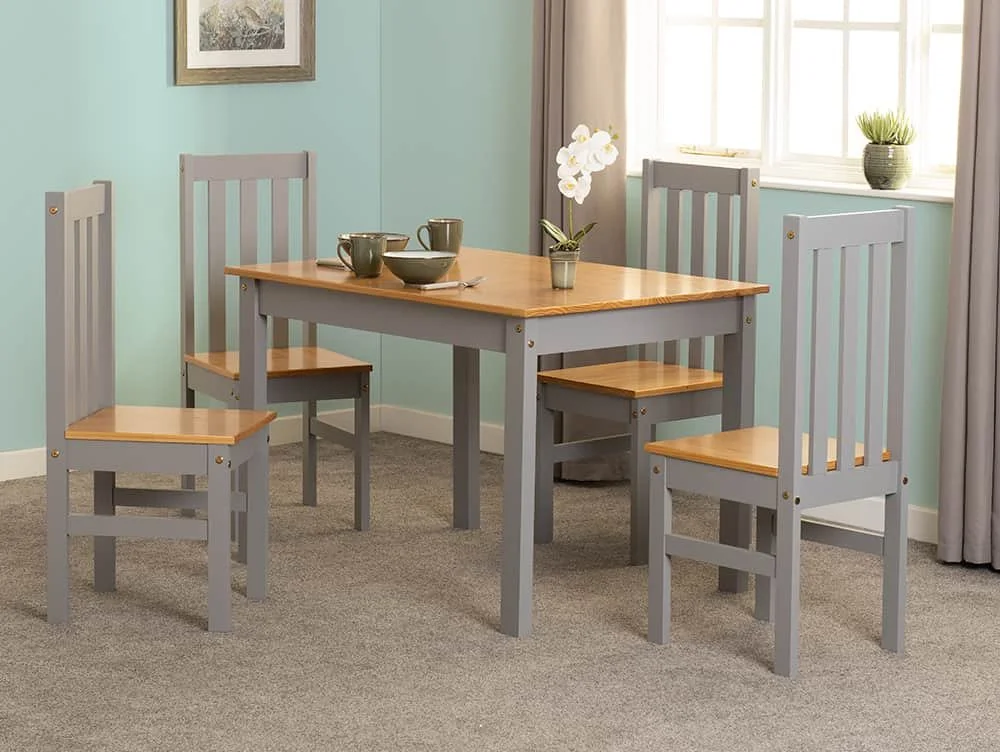 Seconique Seconique Ludlow Grey and Oak Dining Table and 4 Chair Set