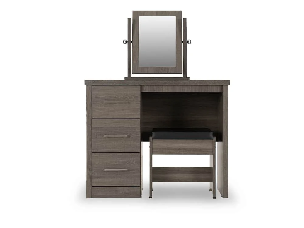 Seconique Seconique Lisbon Black Wood Grain 3 Drawer Dressing Table Set with Mirror