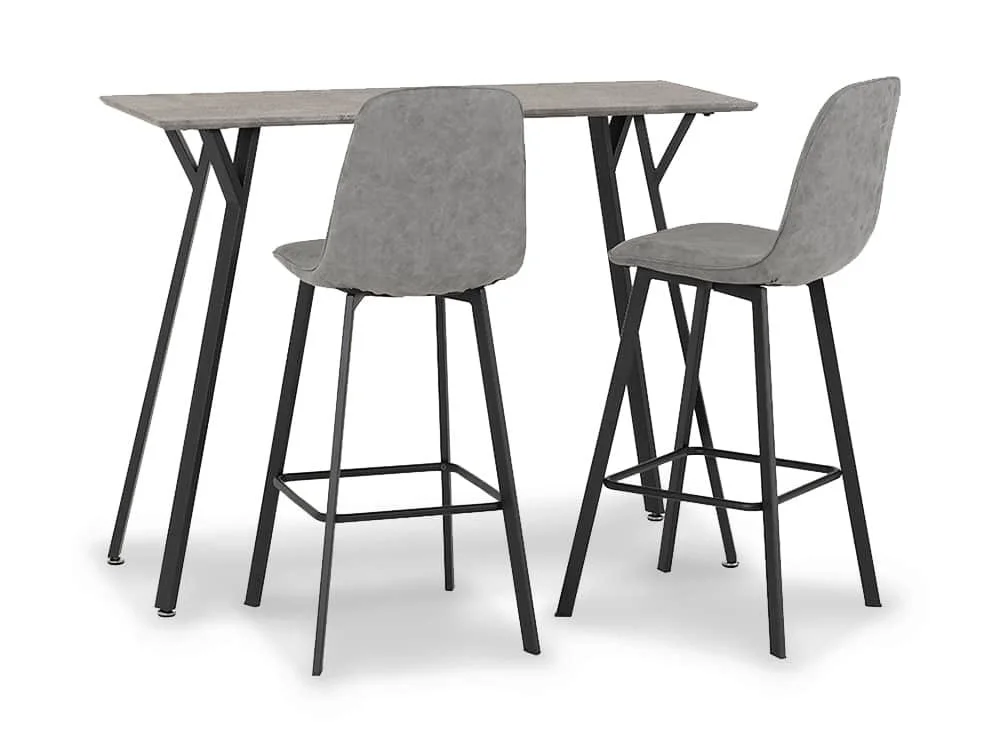 Seconique Seconique Quebec Concrete Effect Bar Table and 2 Chair Set