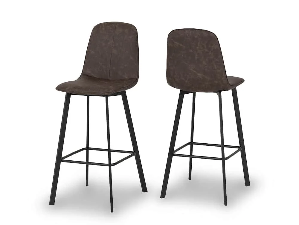 Seconique Seconique Quebec Set of 2 Brown Faux Leather Bar Stools