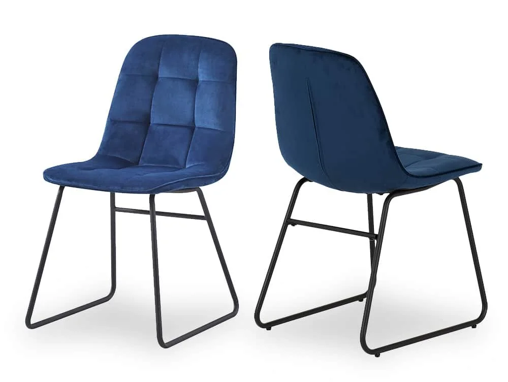 Seconique Seconique Lukas Set of 2 Blue Velvet Dining Chairs